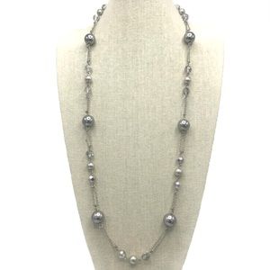 Carolee Faux Silver Pearl & Crystal Necklace